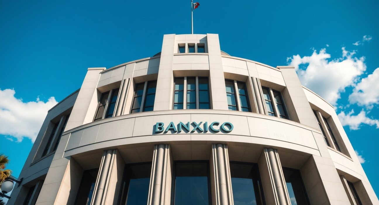 Exterior of the Banco de México headquarters in Mexico City