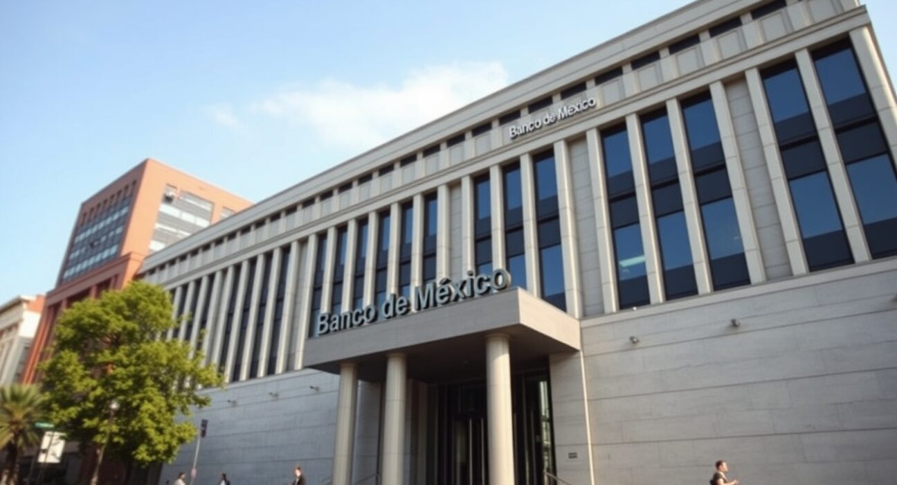 Bank of Mexico headquarters representing the central bank's decision to hold interest rates steady amid inflation risks.