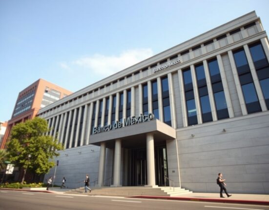 Bank of Mexico headquarters representing the central bank's decision to hold interest rates steady amid inflation risks.