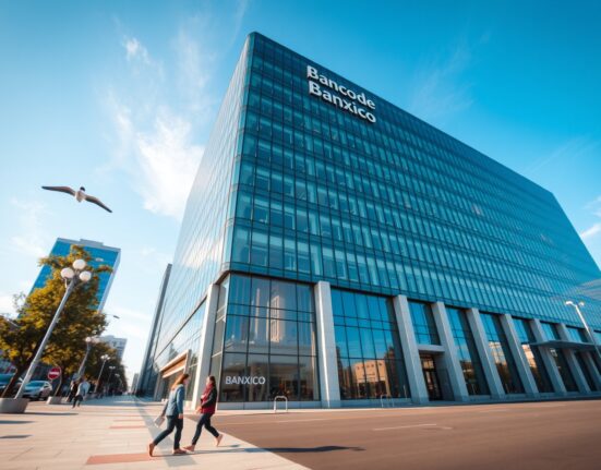 Banxico headquarters building in Mexico City on a sunny day