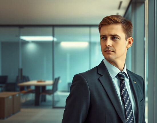 Barret Zoph, AI executive, in a modern office setting, looking contemplative