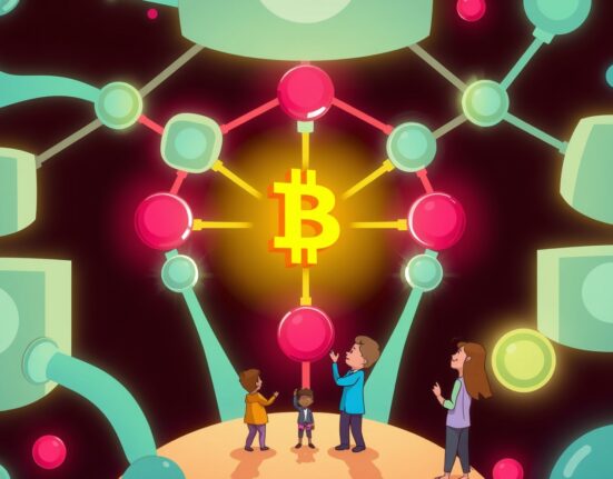 A vibrant cartoon illustration showing a digital network exploring a new Base token, symbolizing innovation and future potential.