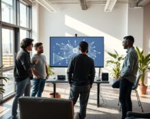 Team of engineers at Base44's Bay Area office collaborating on a custom AI model development.