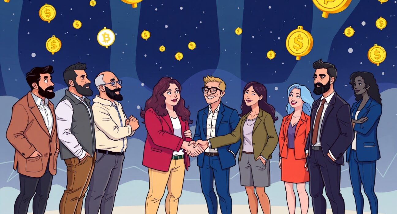 Illustration depicting a successful crypto startup funding round for Bastion, highlighting key investors and growth in the digital asset sector.