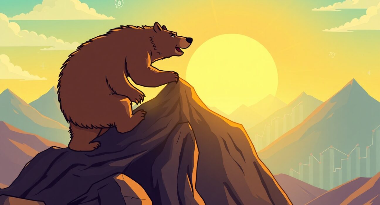 Optimistic bear market illustration showing growth through blockchain adoption cycles