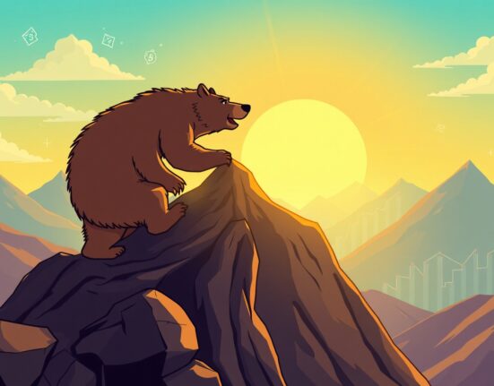 Optimistic bear market illustration showing growth through blockchain adoption cycles