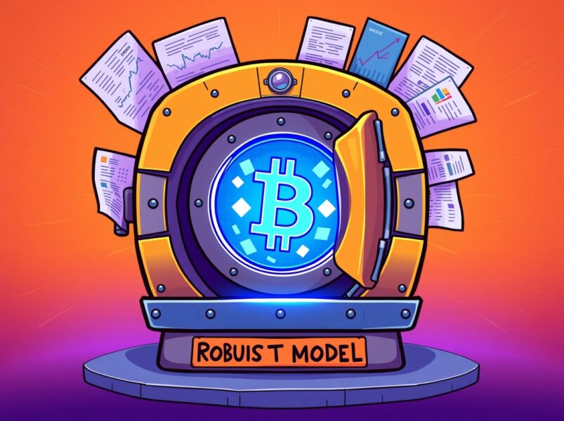 Illustration of Benchmark's robust buy rating on Strategy protecting a vault of Bitcoin.