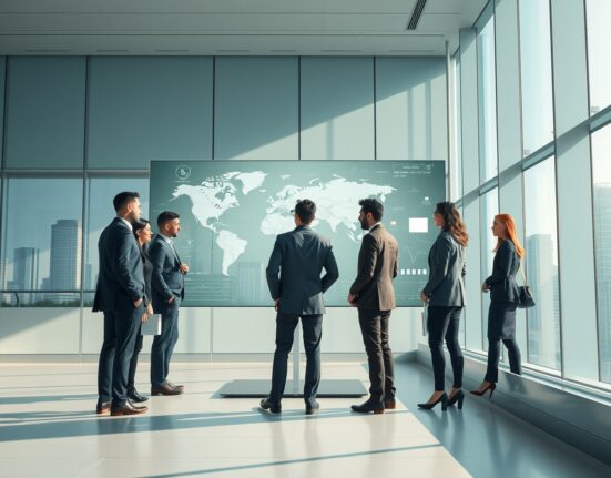 Financial analysts reviewing data visualizations for Circle and USDC stablecoin growth projections.