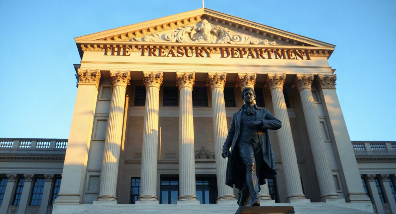 U.S. Treasury building in Washington, D.C., where Secretary Bessent will outline new economic measures against Iran.