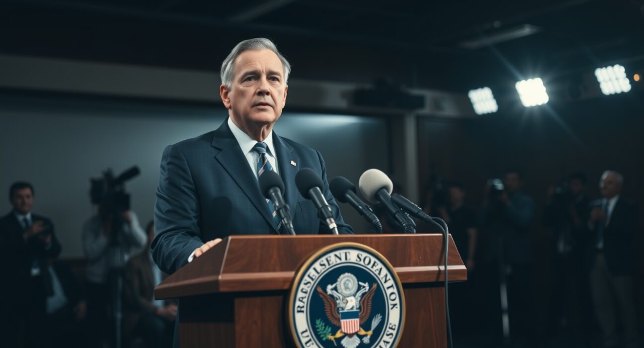 US Treasury Secretary Scott Bessent speaking at a press conference about Japan's economy and currency markets.