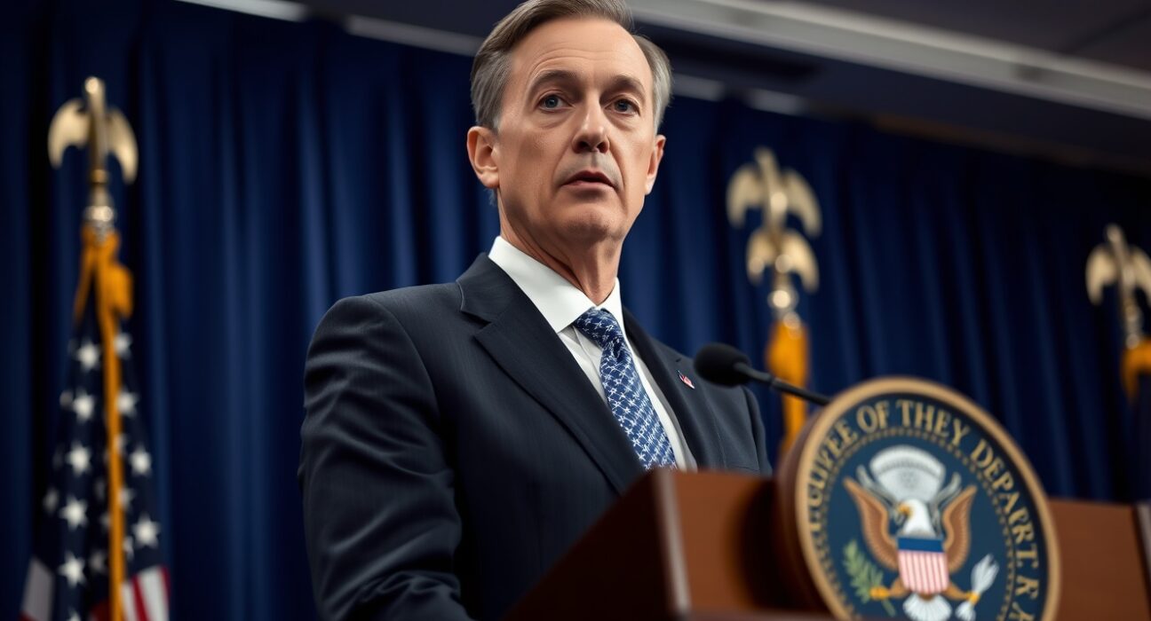 US Treasury Secretary Scott Bessent at a press briefing discussing forex policy coordination with Japan.