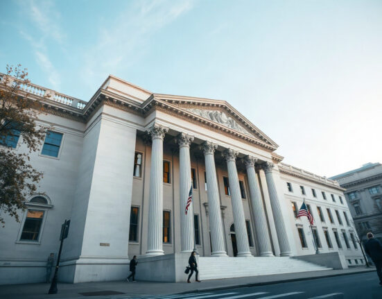 U.S. Treasury Building in Washington, D.C., on a sunny day