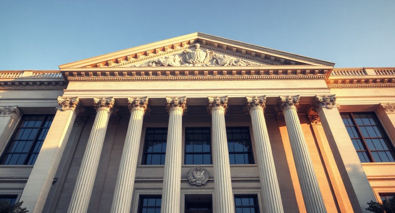 U.S. Treasury building in Washington, D.C., where Secretary Bessent announced rapid implementation of the GENIUS Act for stablecoins.