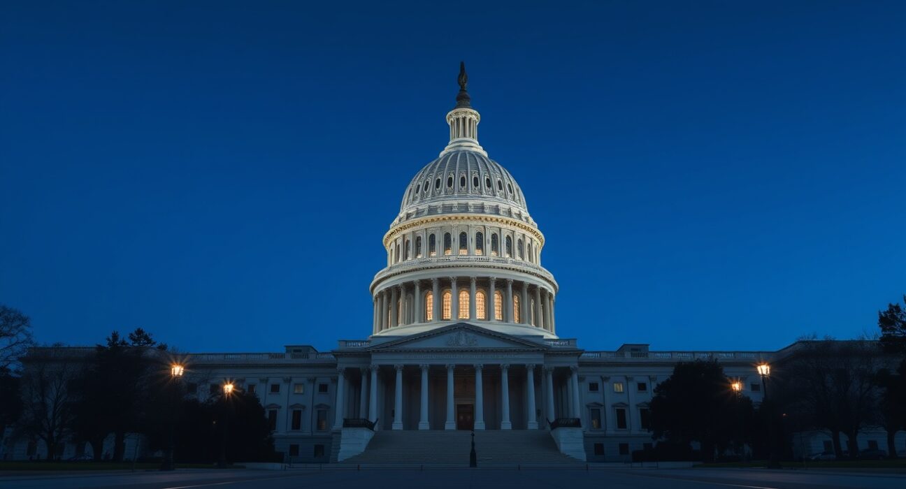 The US Capitol building representing the BETS OFF Act legislation on political prediction markets.