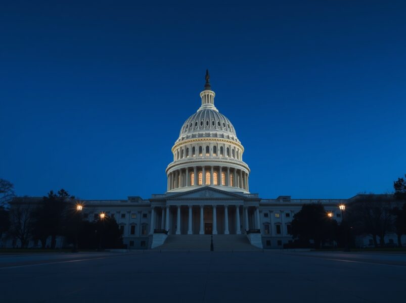 The US Capitol building representing the BETS OFF Act legislation on political prediction markets.