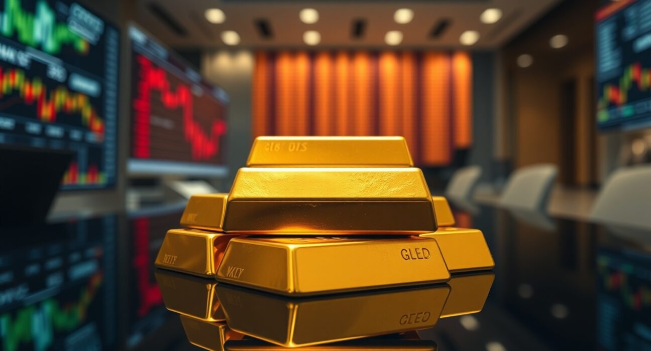 Stack of gold bars in a financial setting, representing gold price drivers beyond inflation.