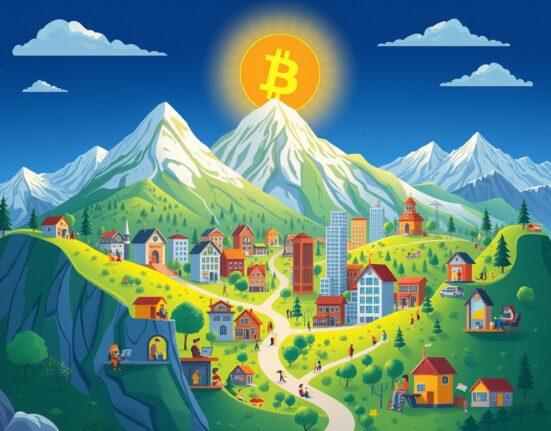Visionary Bhutan Bitcoin investment building a futuristic mindfulness city in the Himalayas.