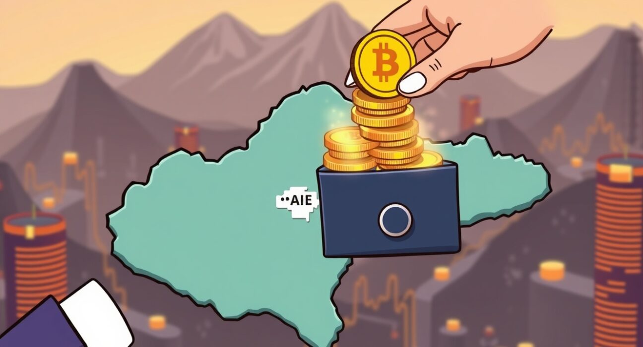 Cartoon showing Bhutan's government divesting Bitcoin, symbolizing the ongoing Bhutan Bitcoin sales and their impact on crypto.