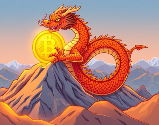 A vibrant cartoon illustration symbolizing Bhutan's revolutionary gold-backed token merging tradition with blockchain technology.