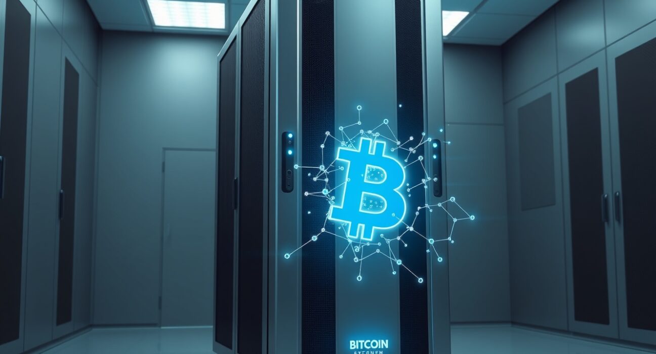 Bhutan government secure server room for Bitcoin cryptocurrency reserves and transactions.