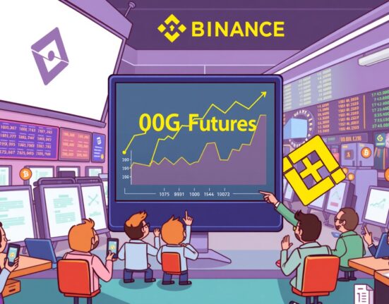 A cartoon illustration showing excited traders anticipating the launch of Binance 0G pre-market futures, highlighting new trading opportunities.