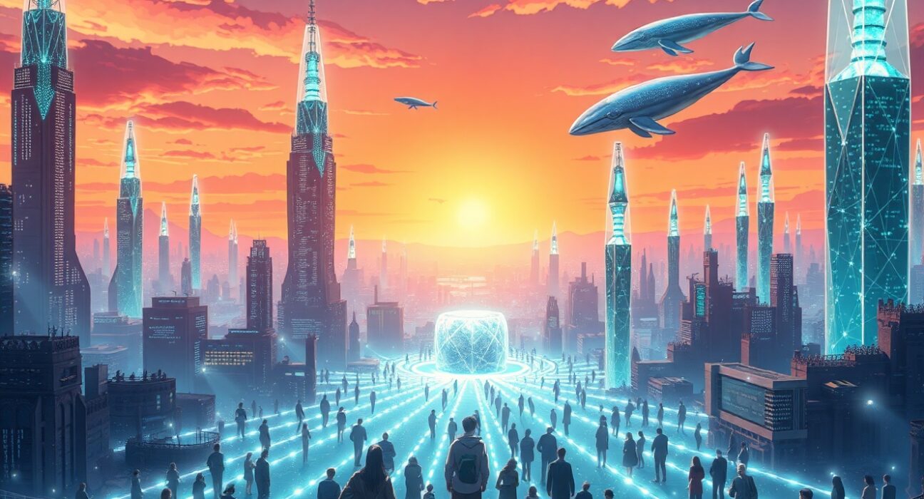 Binance 2025 trading volume and user growth visualized as a connected global digital ecosystem.