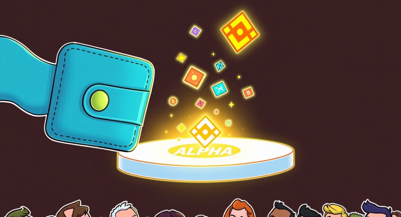Binance Alpha platform welcoming new AA token listing, symbolizing early-stage crypto opportunities and investor excitement.