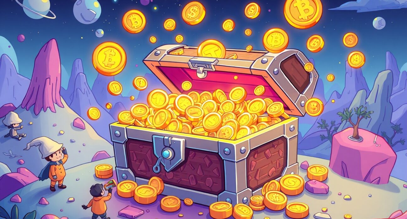 Binance Alpha adds GUA to showcase early-stage cryptocurrency investment opportunities in a vibrant cartoon scene