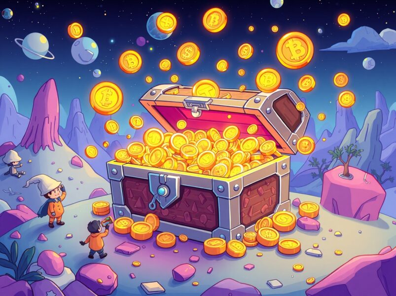 Binance Alpha adds GUA to showcase early-stage cryptocurrency investment opportunities in a vibrant cartoon scene