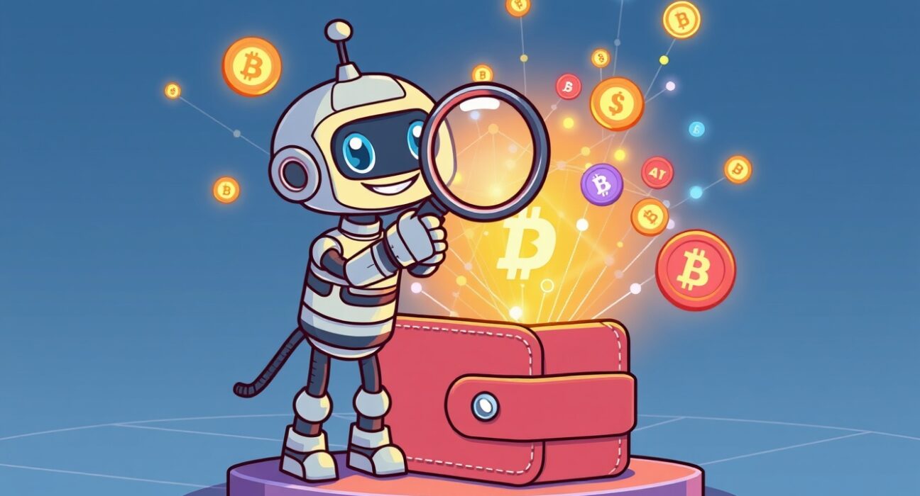 A cartoon robot discovers new opportunities on the Binance Alpha on-chain trading platform.