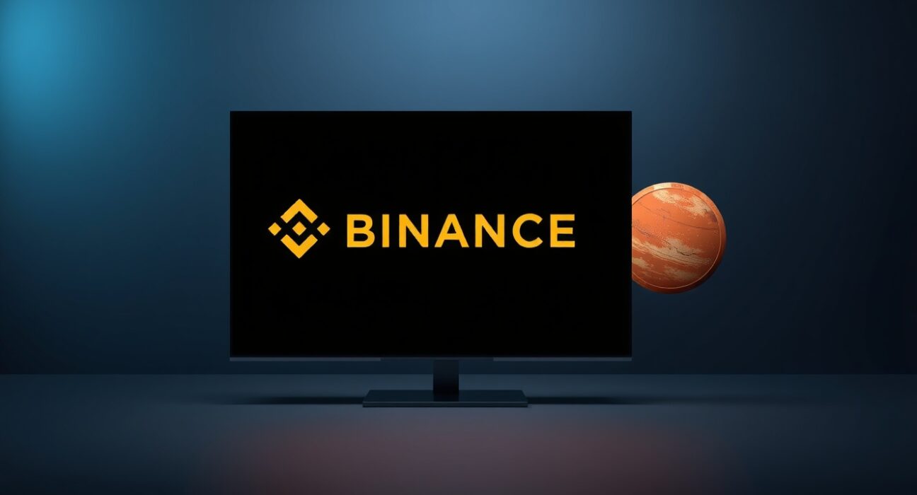 Binance Alpha platform interface with a Mars-themed digital coin symbol