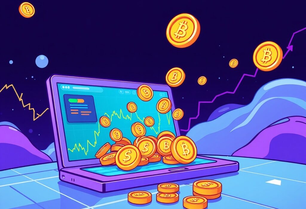 A vibrant cartoon illustration showing the process of a new token listing on Binance Alpha, emphasizing accessibility and innovation.