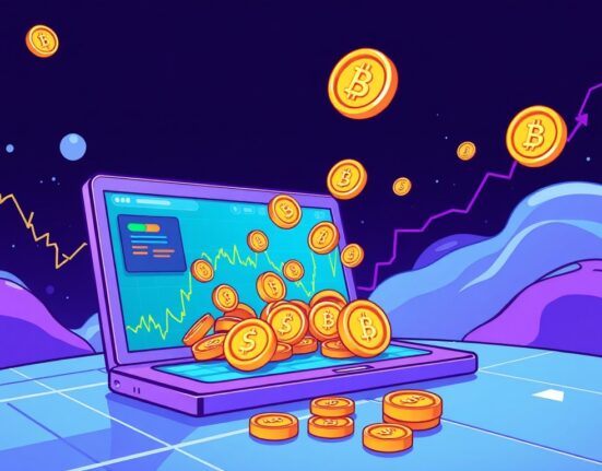 A vibrant cartoon illustration showing the process of a new token listing on Binance Alpha, emphasizing accessibility and innovation.