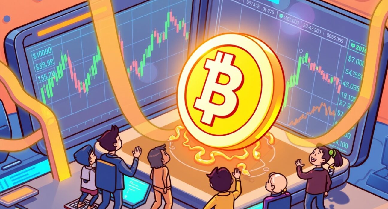 A cartoon showing the seamless integration of BOS onto the Binance Alpha platform, symbolizing the exciting Binance Alpha BOS listing for new crypto opportunities.