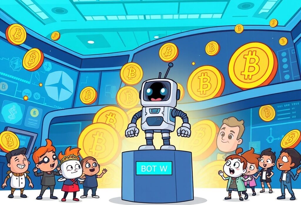 A cartoon robot symbolizing the new Binance Alpha BOT listing, representing exclusive early-stage crypto trading opportunities on the platform.