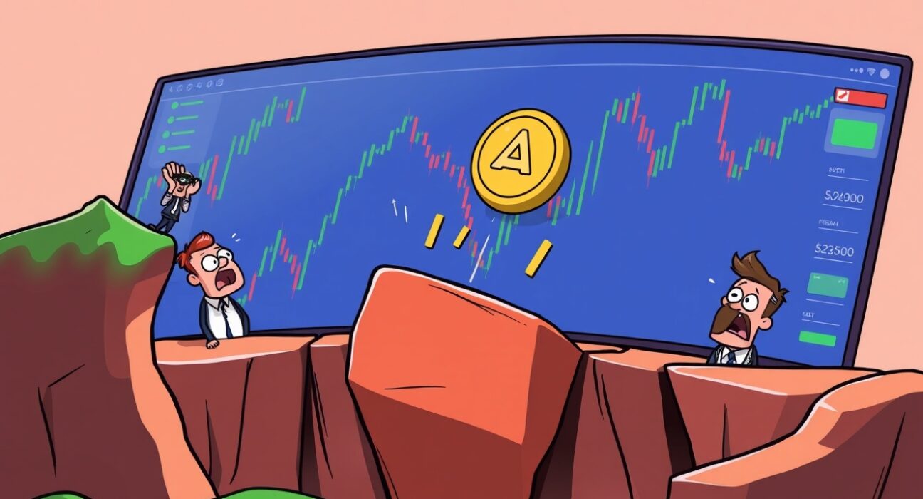 Cartoon illustration depicting the urgent Binance ALPHA delisting and its critical impact on crypto traders.