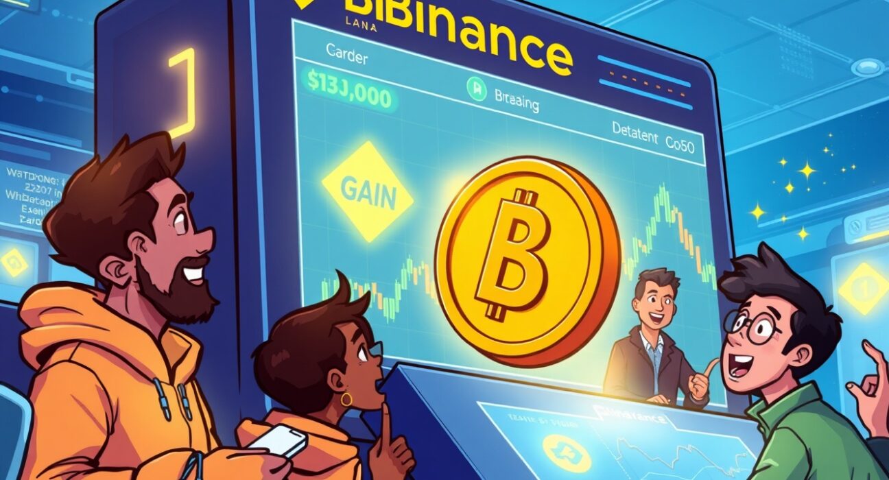 Illustration of the exciting Binance Alpha GAIN listing, symbolizing new trading opportunities on a cutting-edge crypto platform.