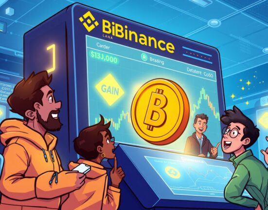 Illustration of the exciting Binance Alpha GAIN listing, symbolizing new trading opportunities on a cutting-edge crypto platform.