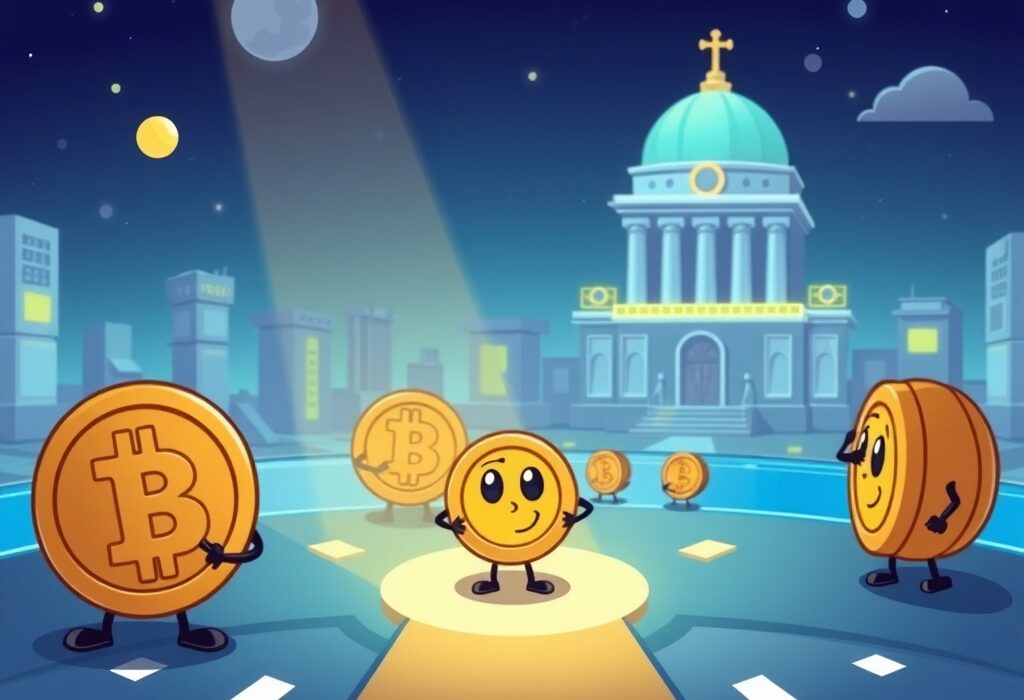 A cartoon illustration symbolizing the Binance Alpha listing of a new token, highlighting its potential journey to broader exchange platforms.