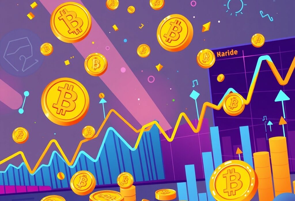 A vibrant cartoon illustration showing the dynamic crypto market, symbolizing the impact of a new Binance Alpha Listing and the potential of early-stage projects like Cycle Network (CYC).