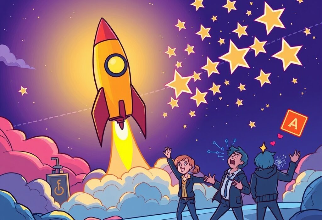 A cartoon illustration symbolizing the significant Binance Alpha listing of DarkStar, highlighting new trading opportunities.
