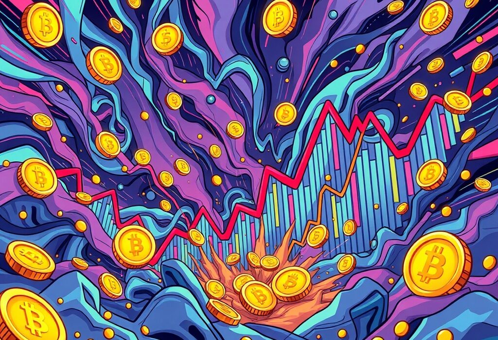 A dynamic crypto market illustration representing the impact of a new Binance Alpha listing, showing growth and opportunity.