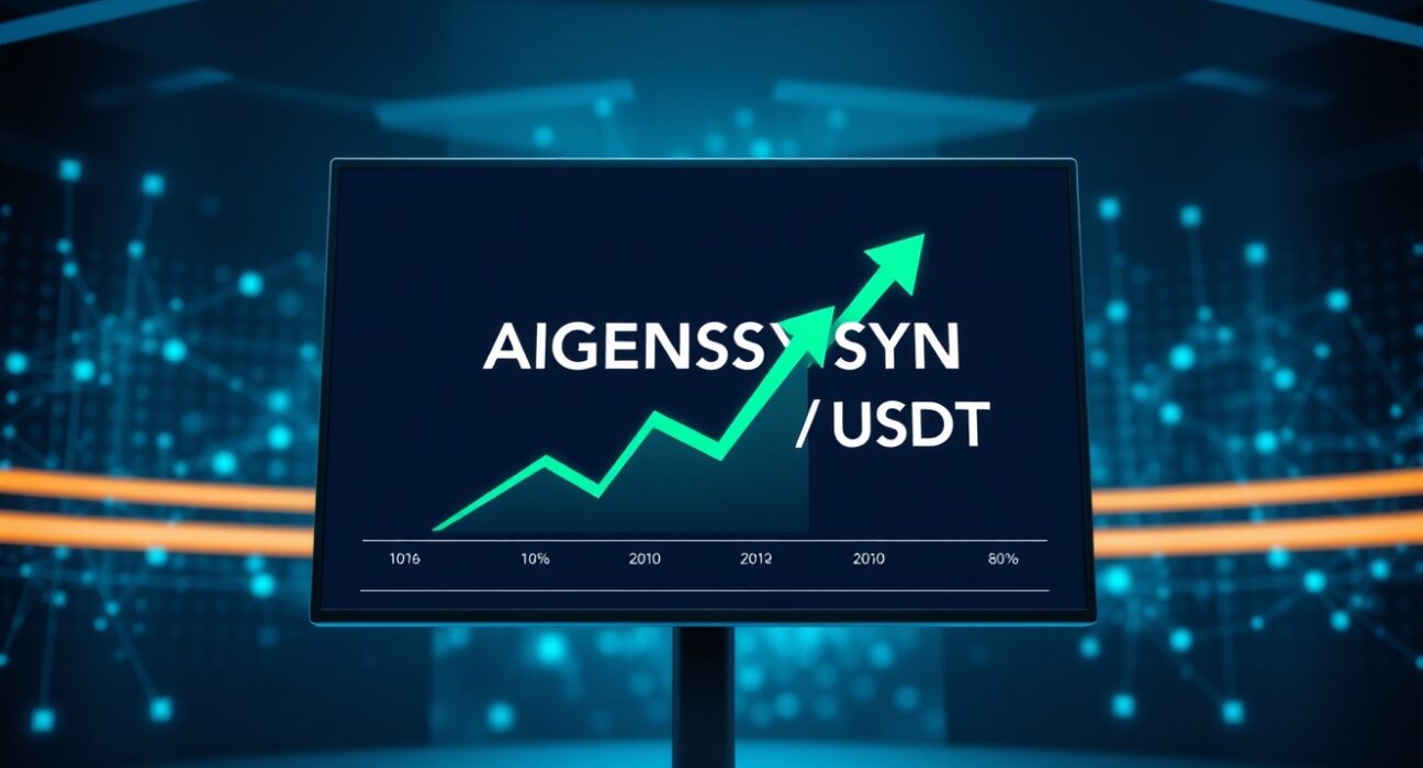 Binance Alpha exchange interface showing AIGENSYN token listing with trading pair and price chart