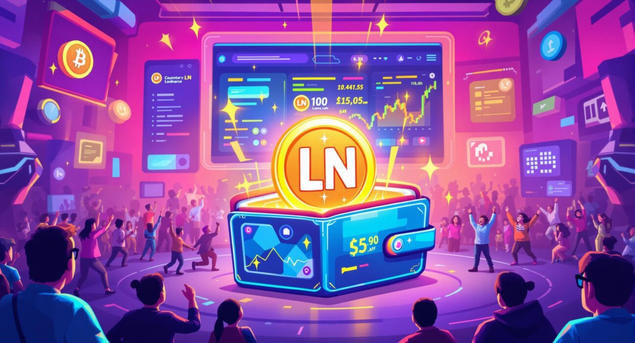 A vibrant cartoon illustration depicting the exciting addition of Lnfi Network to Binance Alpha, symbolizing growth and new opportunities in the crypto space.