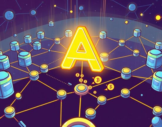 A cartoon illustration showing the integration of Overlay Protocol (OVL) into the Binance Alpha platform, symbolizing new opportunities in early-stage crypto.