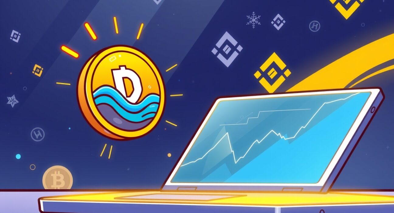 A cartoon image symbolizing the Binance Alpha RIVER listing, highlighting early access to innovative crypto projects on a digital platform.