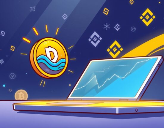 A cartoon image symbolizing the Binance Alpha RIVER listing, highlighting early access to innovative crypto projects on a digital platform.