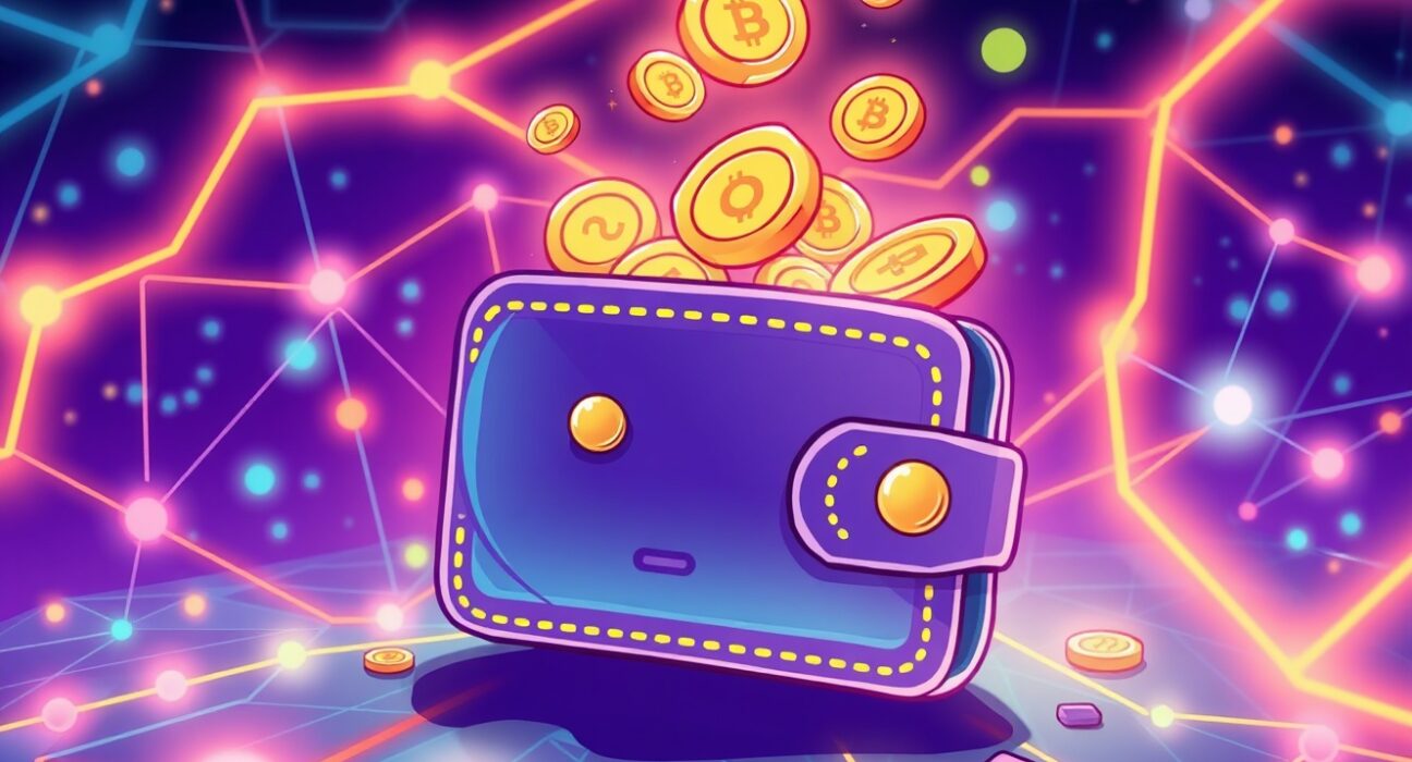 Binance Alpha TOWN featured image showing early-stage cryptocurrency trading in a vibrant digital wallet