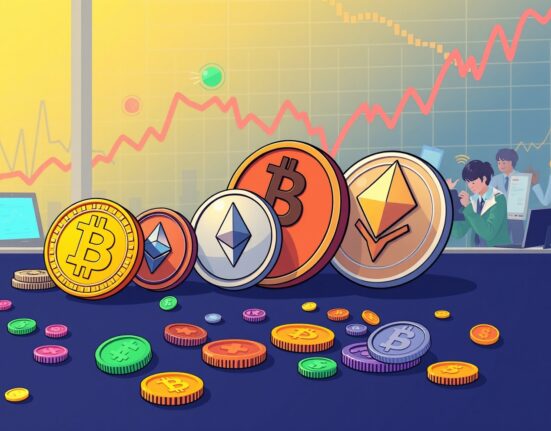 Surprising Binance altcoin volume surge shown through dominant colorful coins overshadowing Bitcoin and Ethereum