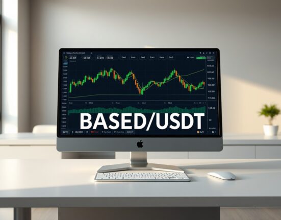 Professional trading terminal showing Binance BASED/USDT perpetual futures contract data and charts